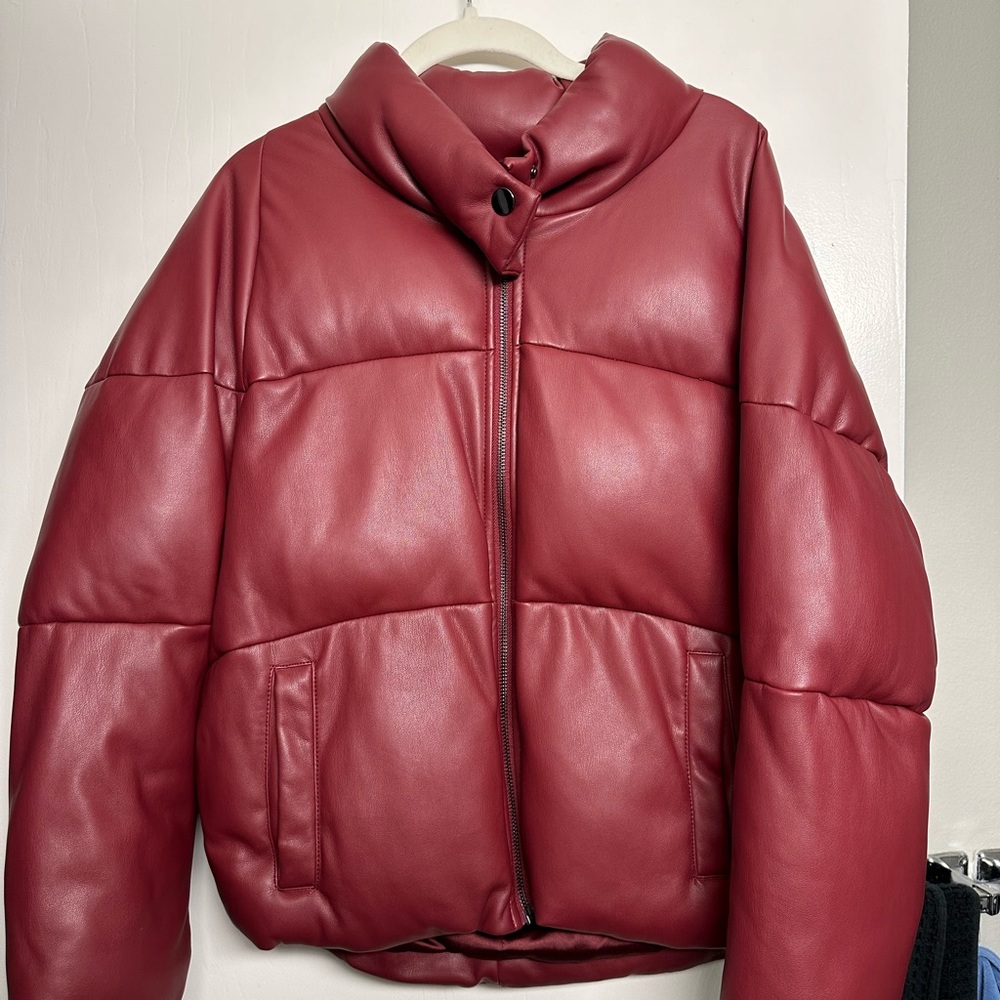 Milly Faux Leather Puffer Jacket